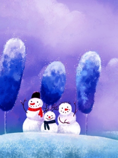 Das Funny Snowmen Wallpaper 240x320