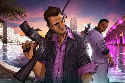 Das Tommy Vercetti in Grand Theft Auto Vice City Wallpaper 480x320