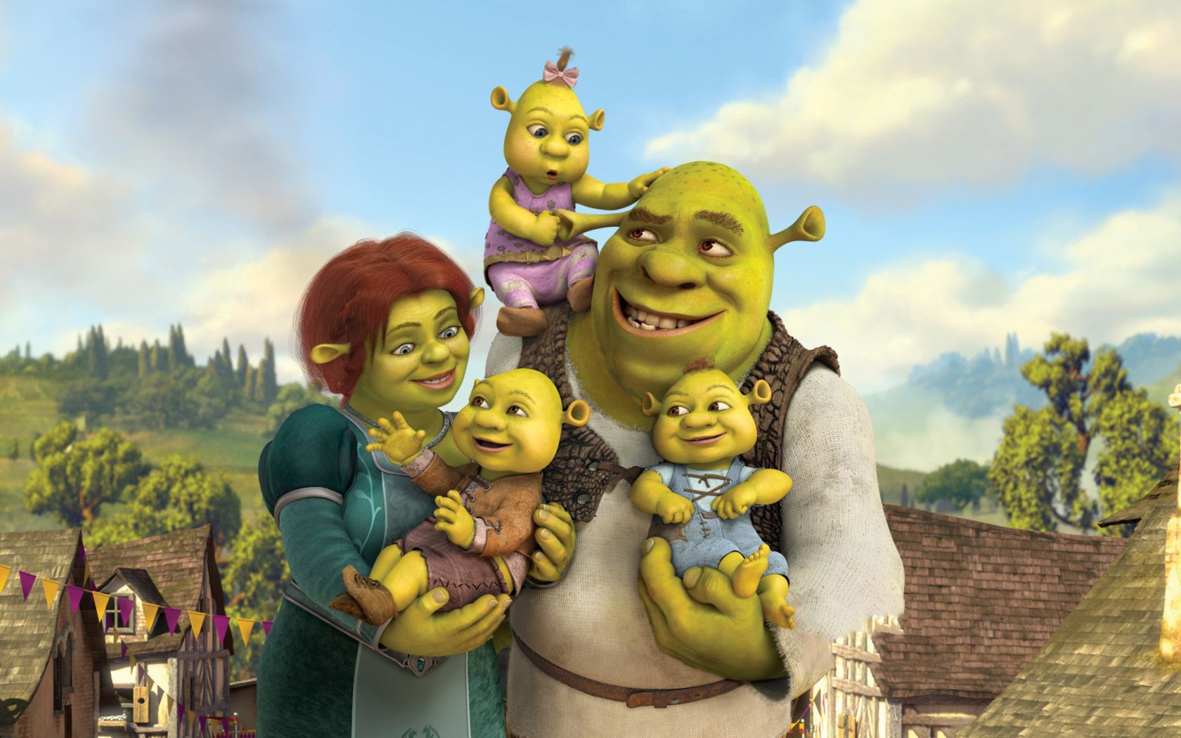Shrek And Fiona's Babies wallpaper 1680x1050