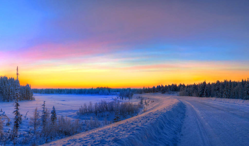 Siberian winter landscape wallpaper 1024x600