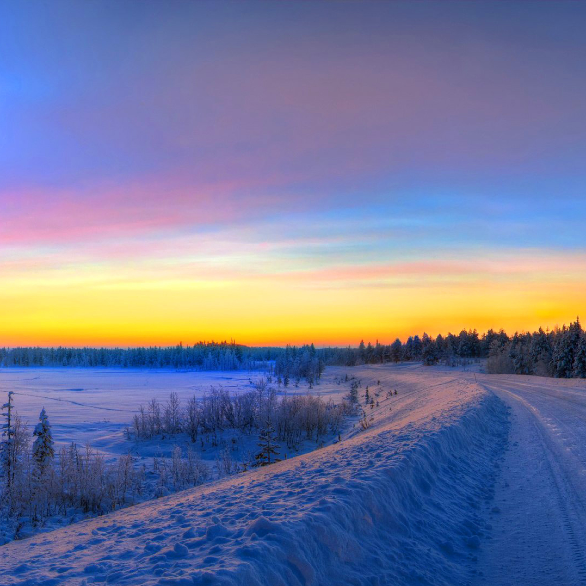 Das Siberian winter landscape Wallpaper 2048x2048