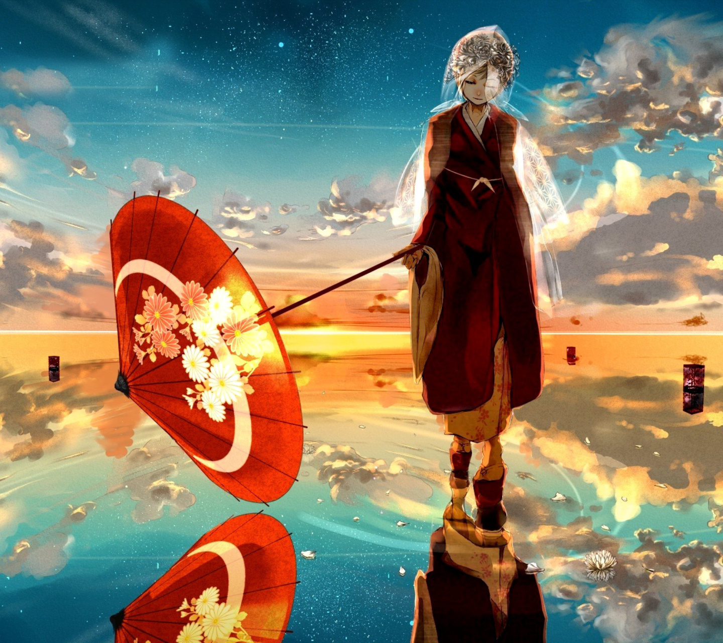 Fondo de pantalla Vocaloid with Umbrella 1440x1280