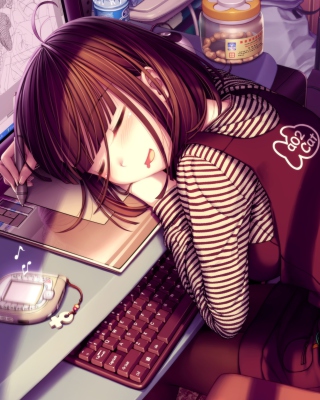 Girl Fallen Asleep During Digital Drawing - Obrázkek zdarma pro Nokia Asha 311