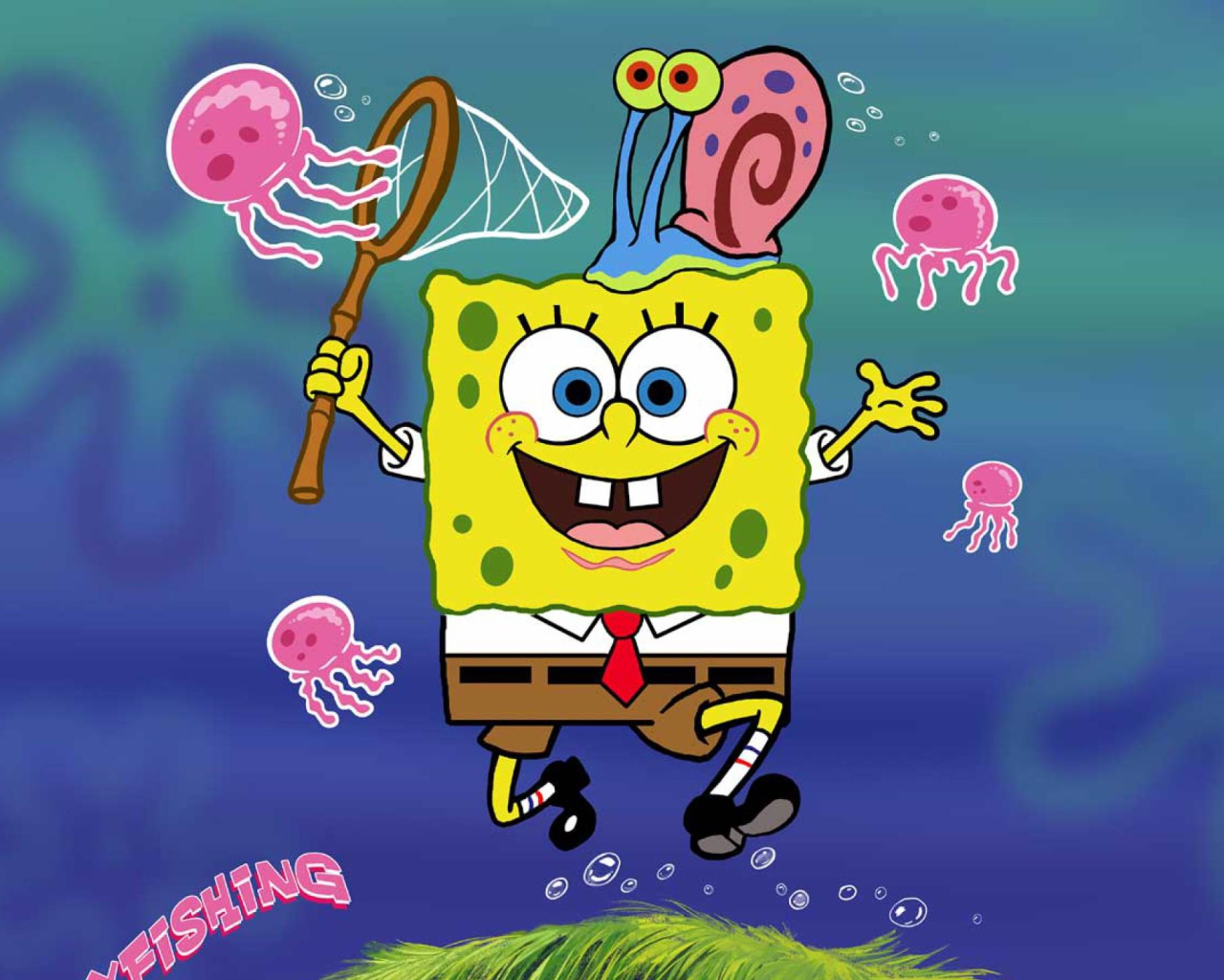 Fondo de pantalla Spongebob And Jellyfish 1280x1024