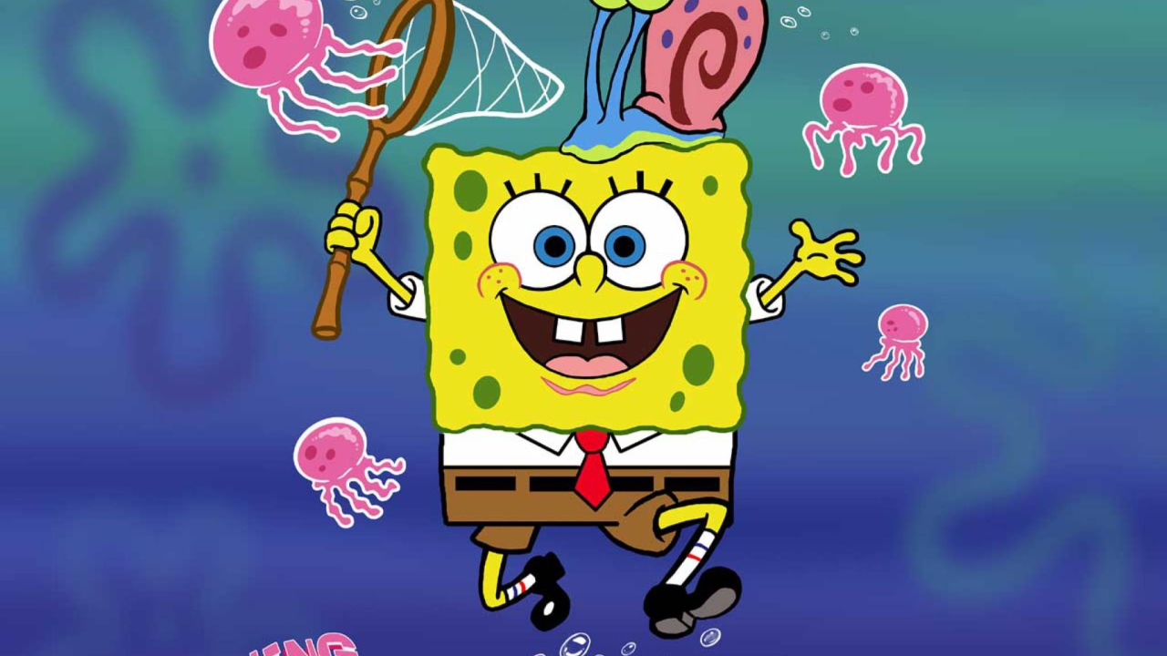 Das Spongebob And Jellyfish Wallpaper 1280x720