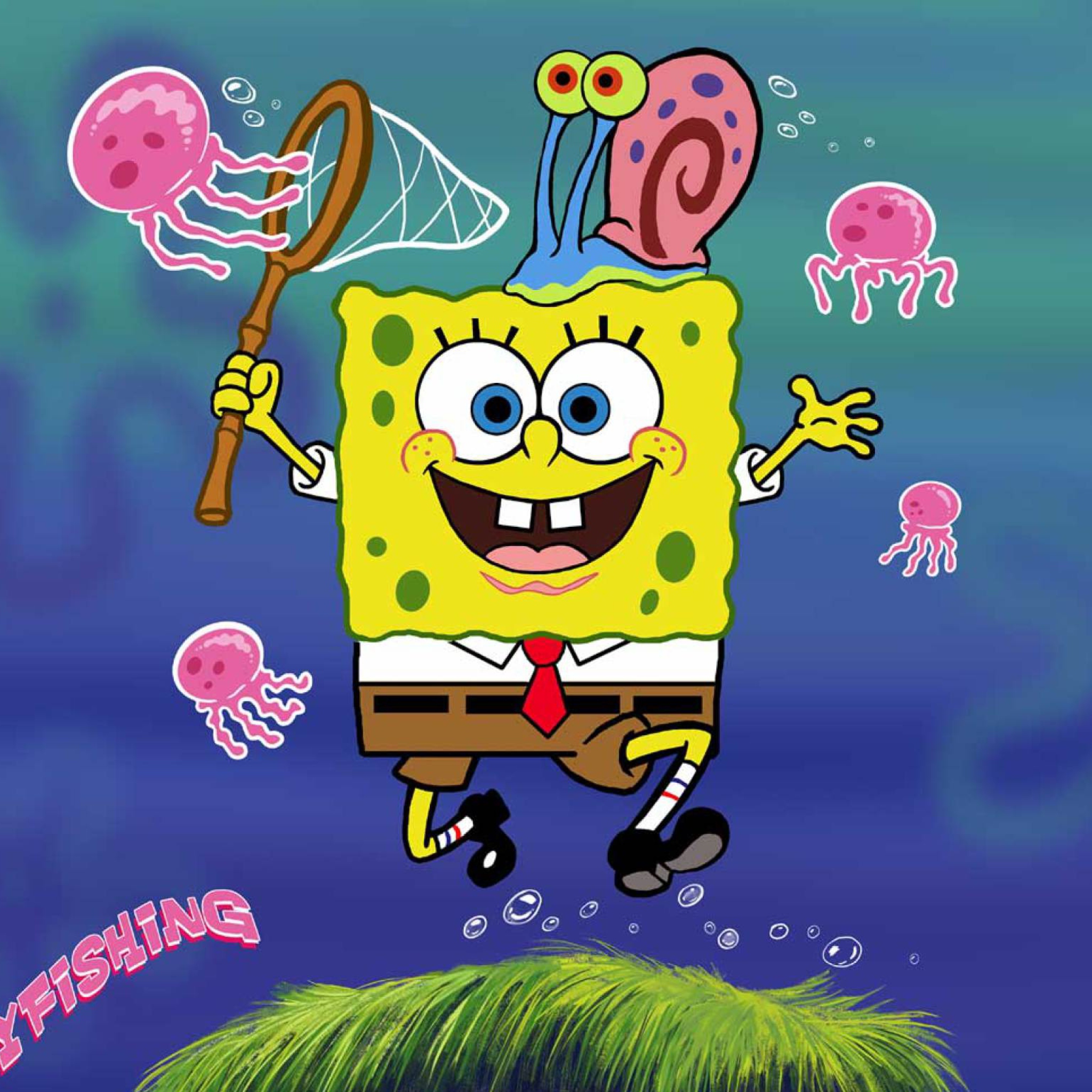 Spongebob And Jellyfish wallpaper 2048x2048