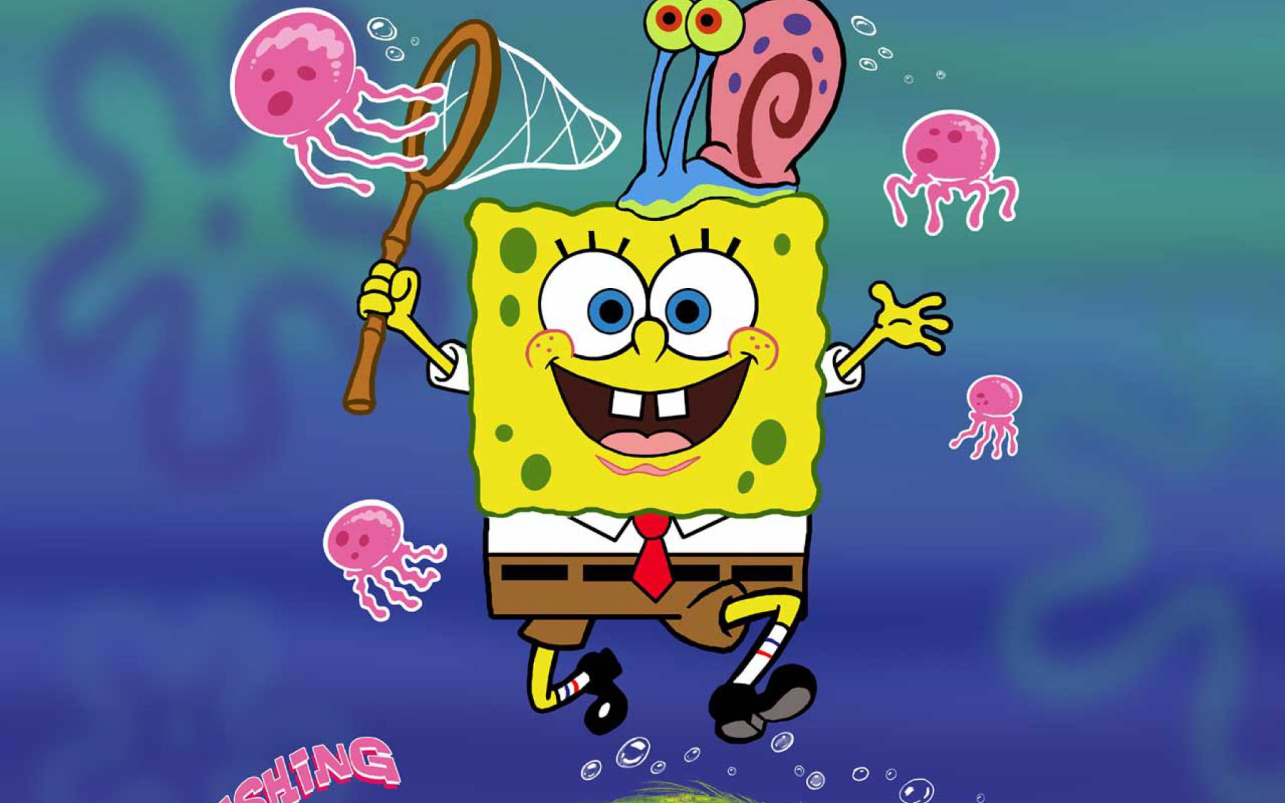 Spongebob And Jellyfish wallpaper 2560x1600