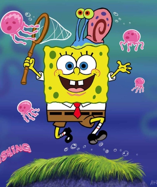 Kostenloses Spongebob And Jellyfish Wallpaper für iPhone 6