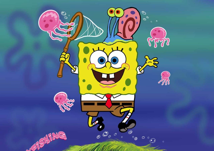 Das Spongebob And Jellyfish Wallpaper