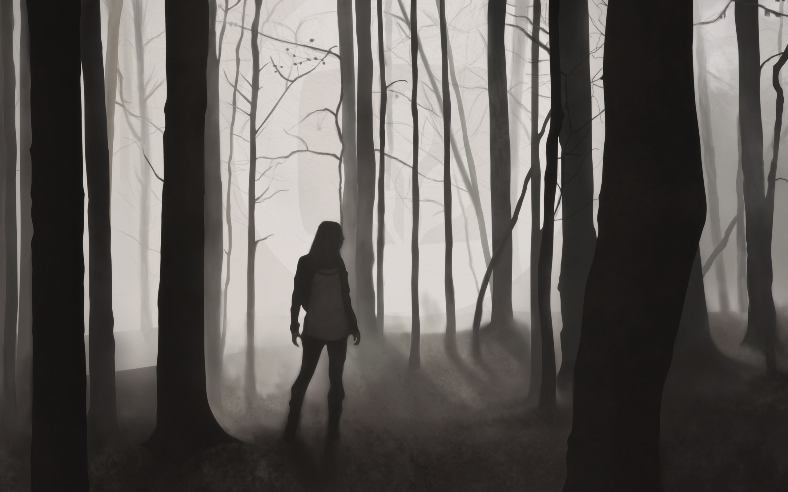 Screenshot №1 pro téma Girl In Forest Drawing 2560x1600