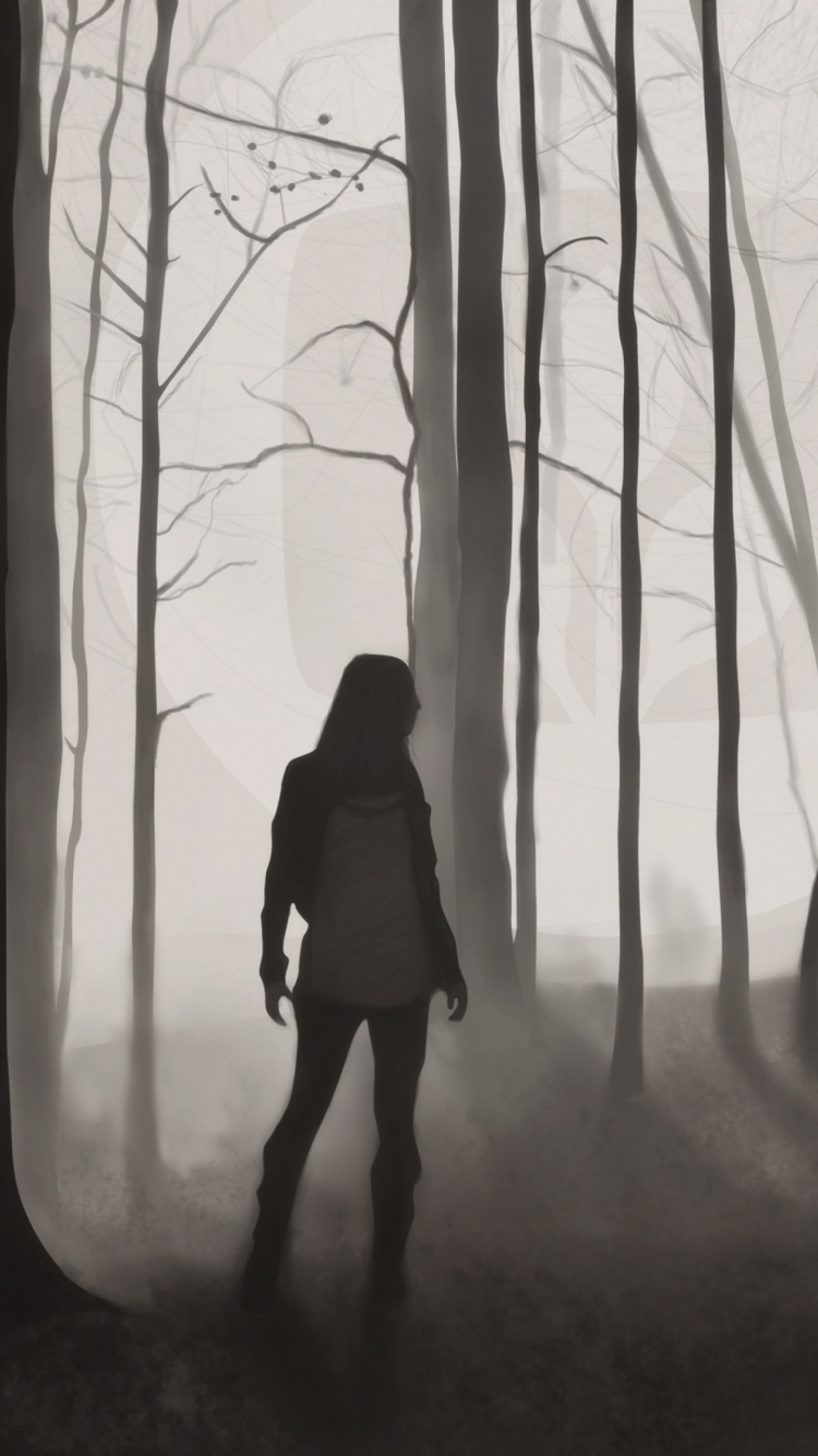Screenshot №1 pro téma Girl In Forest Drawing 750x1334