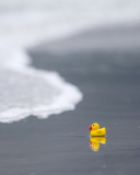 Обои Yellow Rubber Duck At Beach 128x160