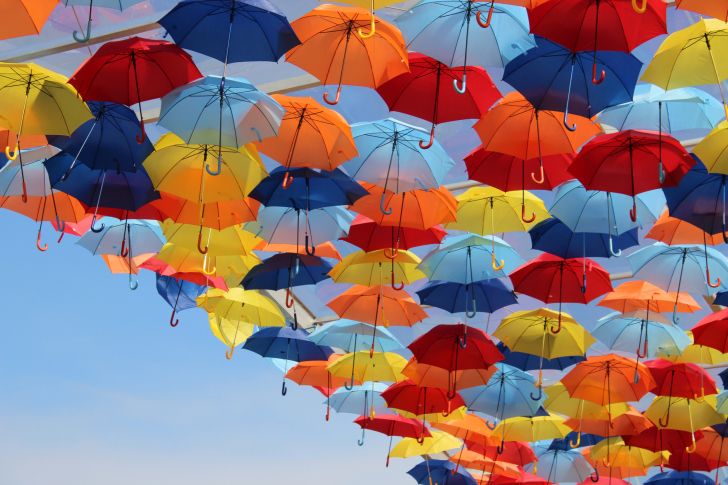 Umbrellas In Sky wallpaper
