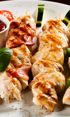 Screenshot №1 pro téma Chicken Skewers as Kebab with Sauce 240x400