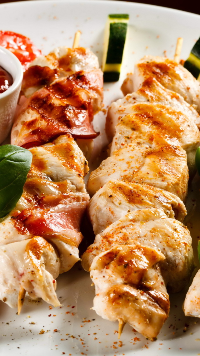 Screenshot №1 pro téma Chicken Skewers as Kebab with Sauce 640x1136