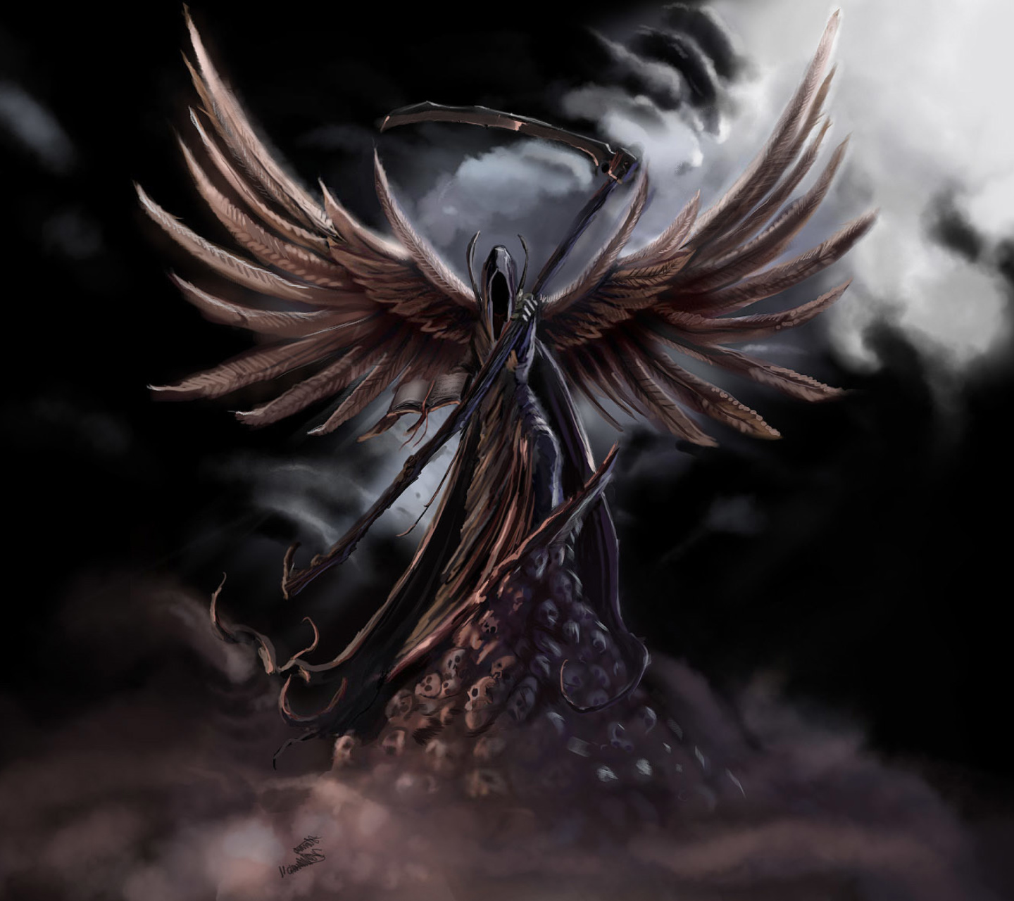 Das Grim Black Angel Wallpaper 1440x1280