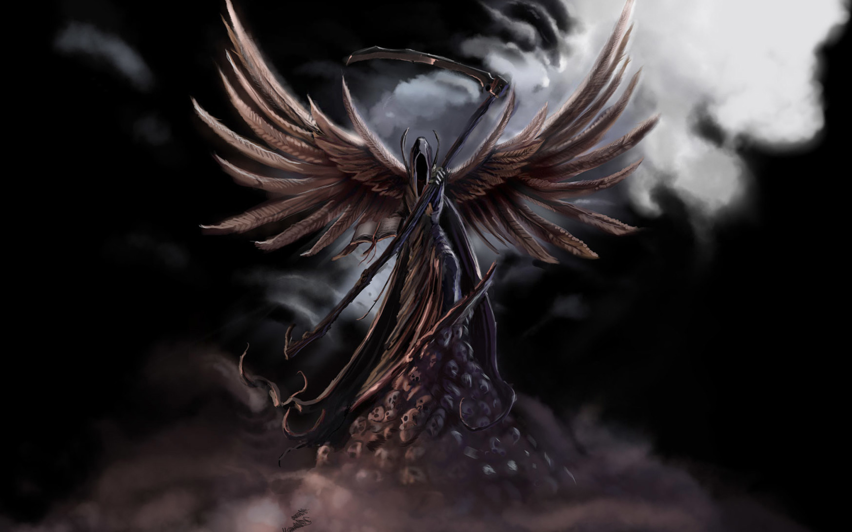 Обои Grim Black Angel 1680x1050