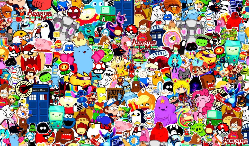 Cartoon Stickers wallpaper 1024x600