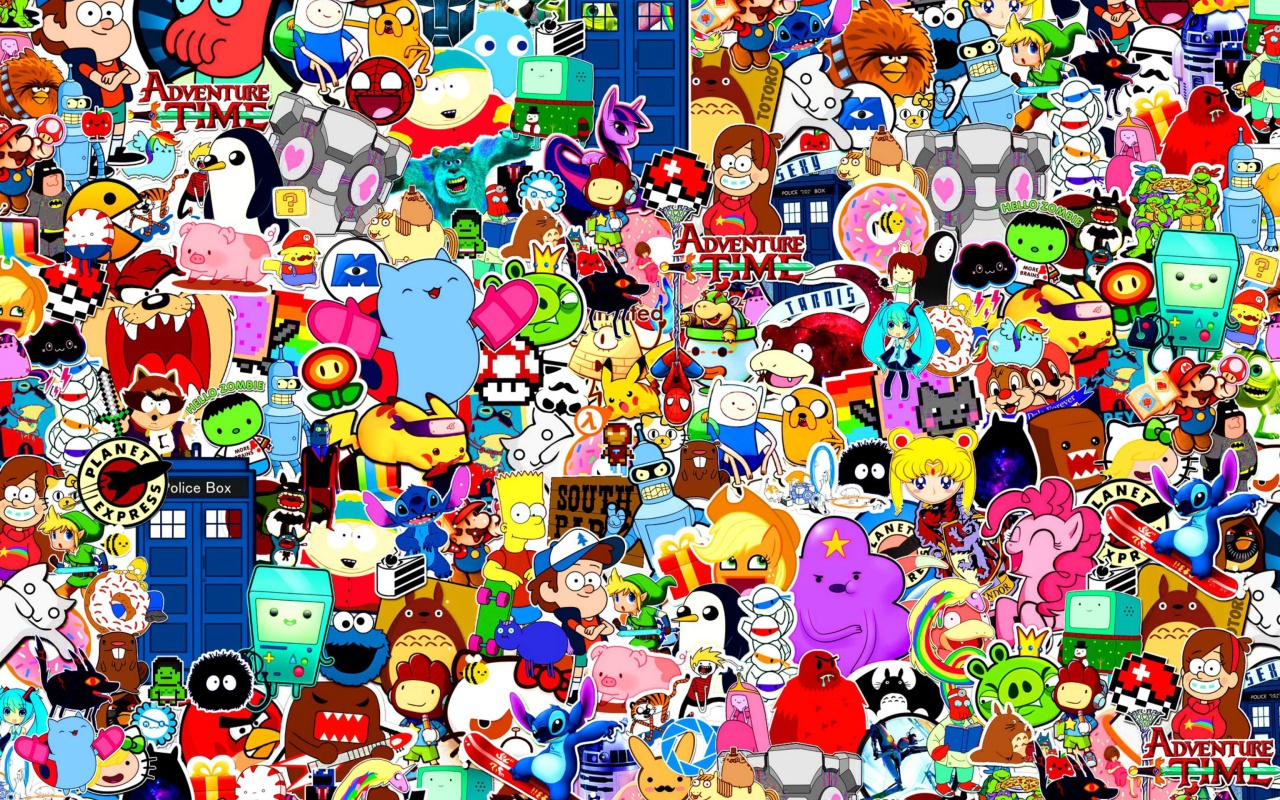 Das Cartoon Stickers Wallpaper 1280x800