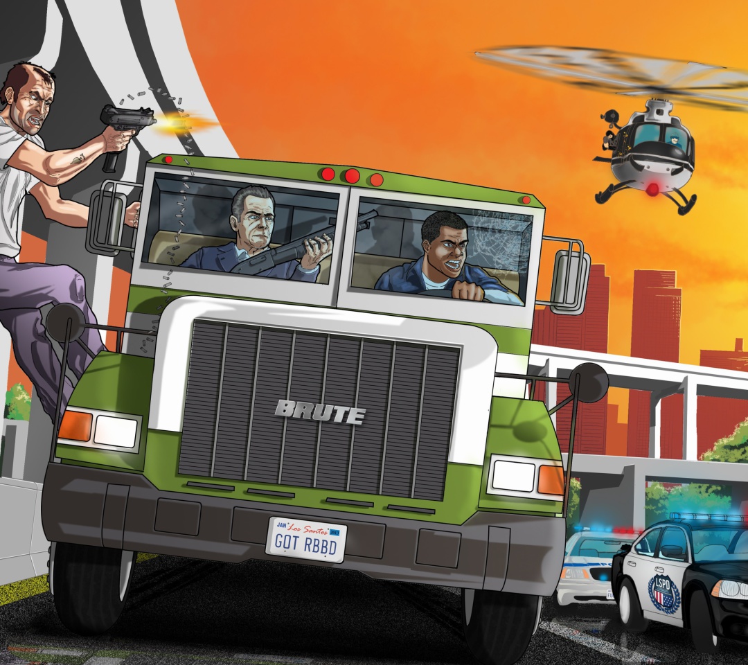 Sfondi Grand Theft Auto 5 Los Santos Fight 1080x960