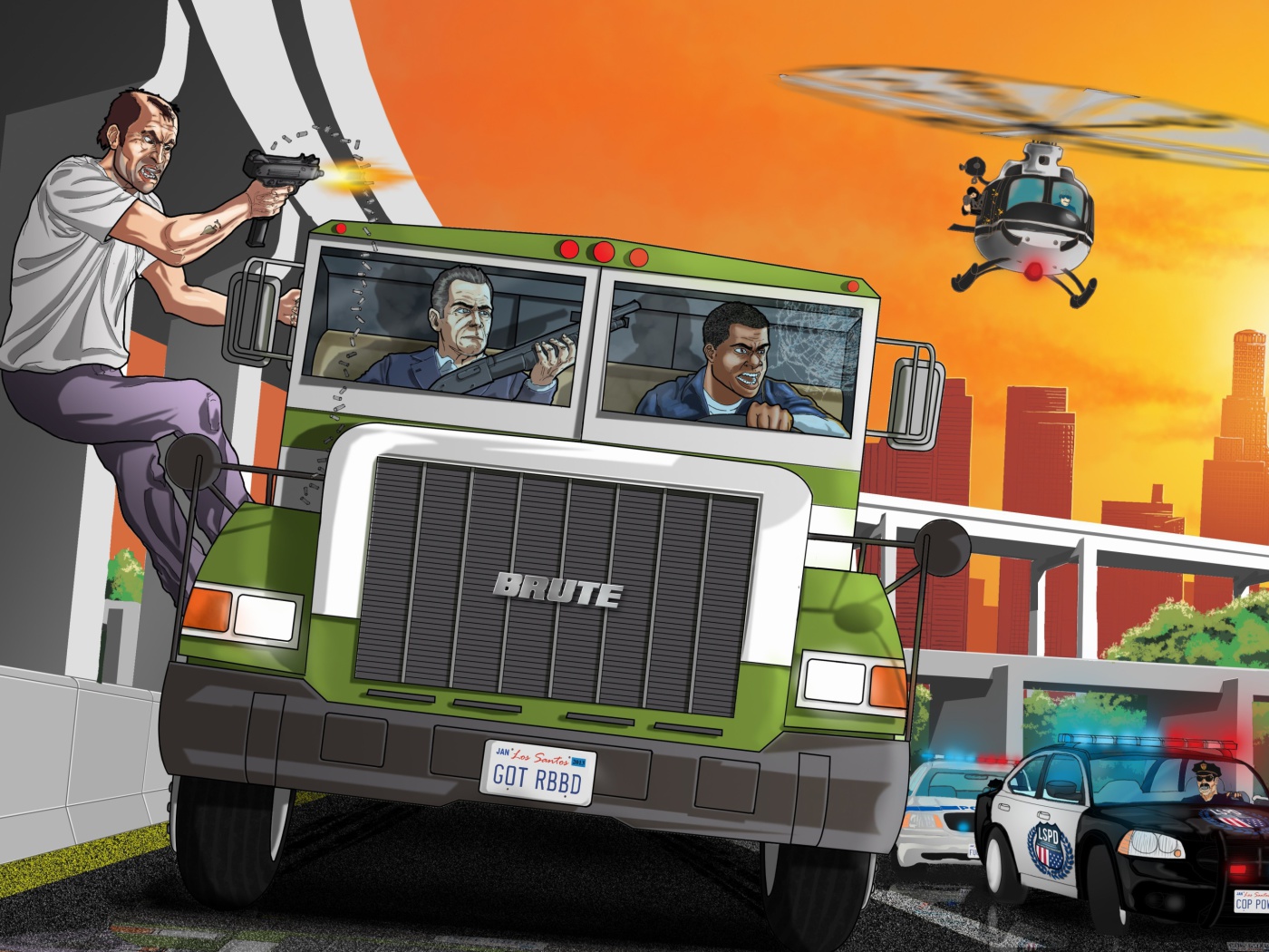 Обои Grand Theft Auto 5 Los Santos Fight 1400x1050