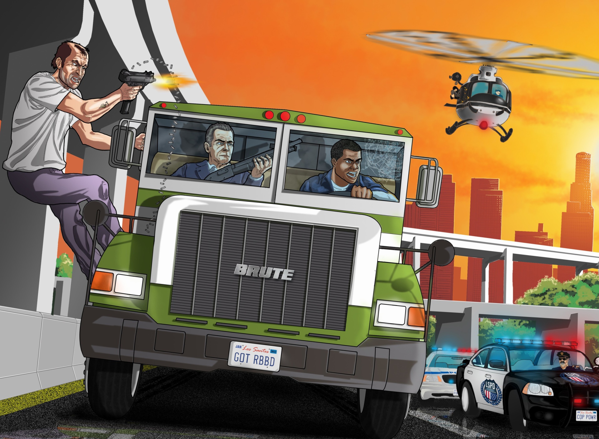 Fondo de pantalla Grand Theft Auto 5 Los Santos Fight 1920x1408