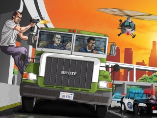 Das Grand Theft Auto 5 Los Santos Fight Wallpaper 320x240