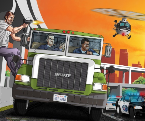 Fondo de pantalla Grand Theft Auto 5 Los Santos Fight 480x400
