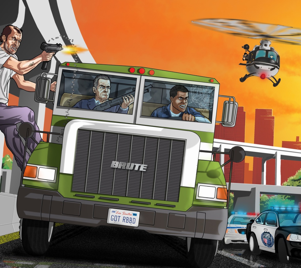 Grand Theft Auto 5 Los Santos Fight wallpaper 960x854