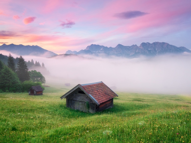 Alps Meadow Germany wallpaper 640x480