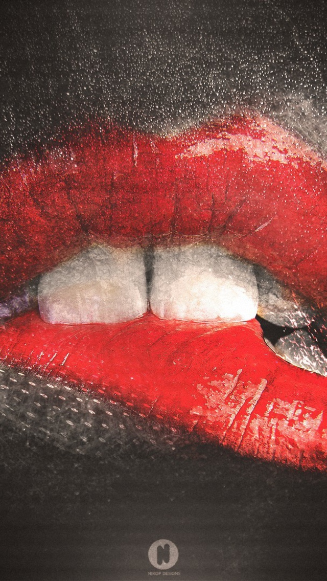 Das Red Lips Painting Wallpaper 640x1136