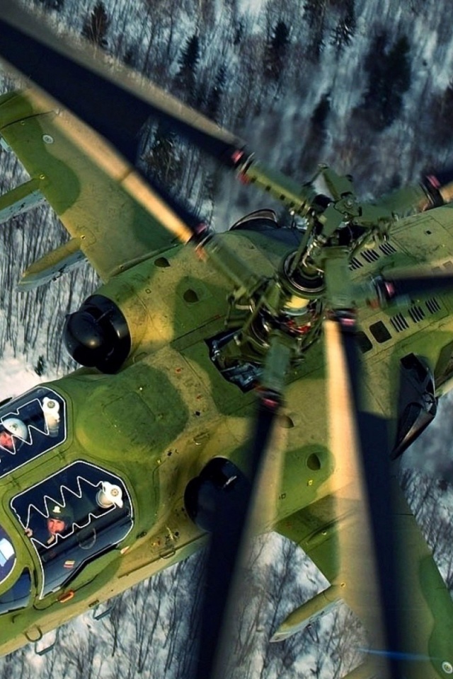 Fondo de pantalla Military helicopter, Kamov Ka 50, Ka 52 Alligator 640x960