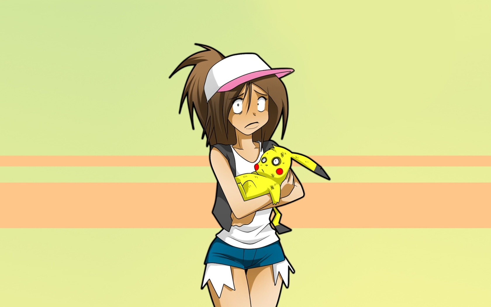 Hipster Girl And Her Pikachu wallpaper 1680x1050