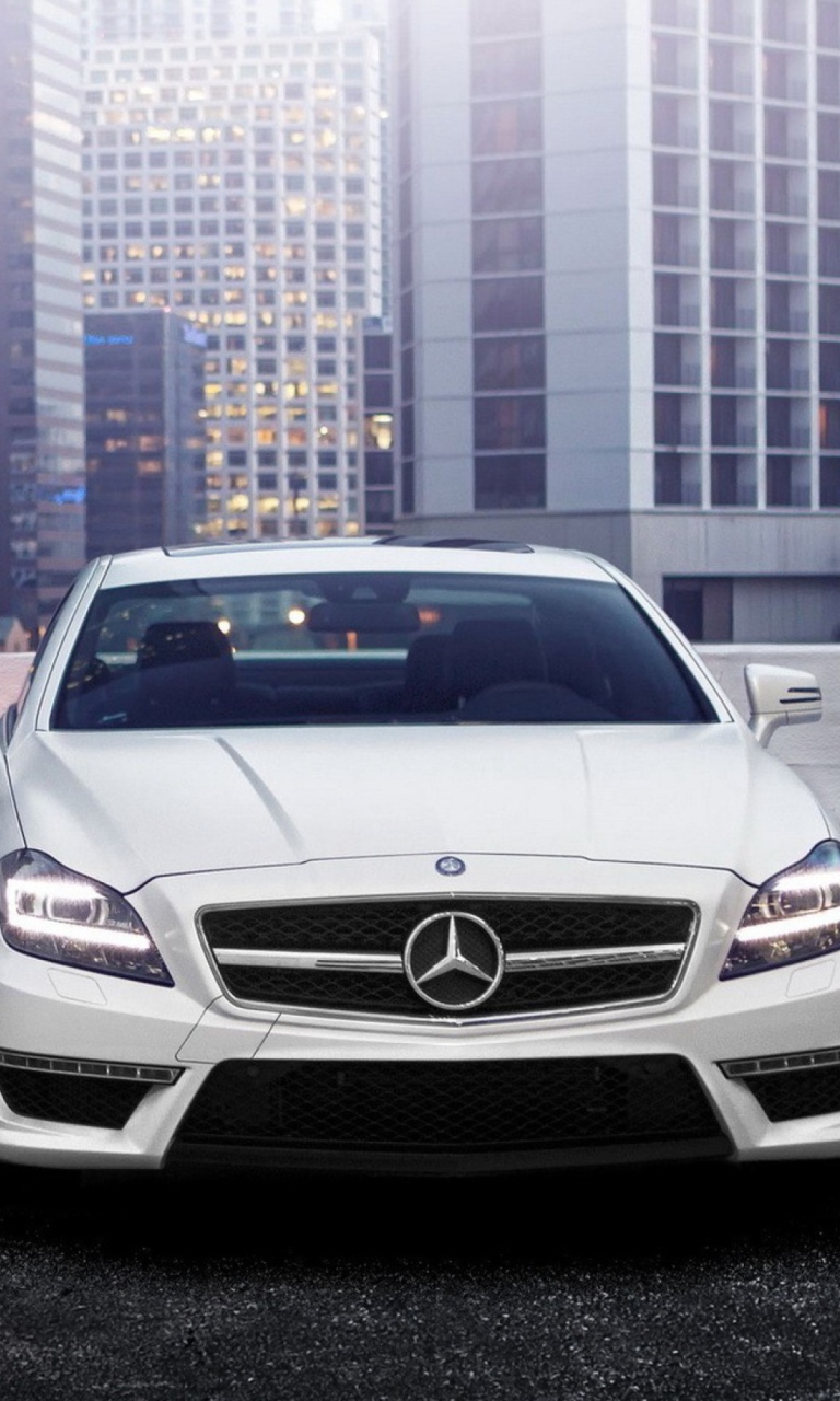 White Mercedes Benz Cls screenshot #1 768x1280