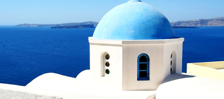 Fondo de pantalla Santorini Greece Fantastic Island 720x320
