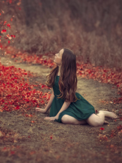 Das Bokeh Autumn with Kid Wallpaper 240x320