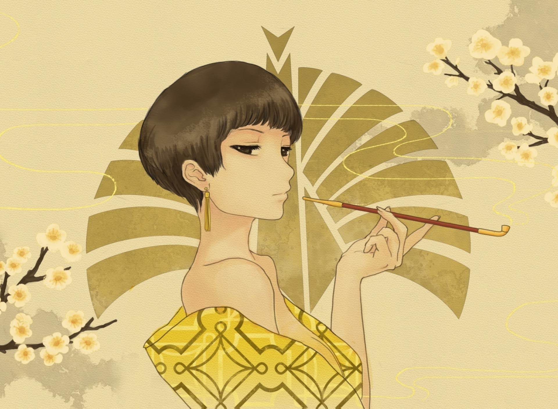 Screenshot №1 pro téma Japanese Style Girl Drawing 1920x1408