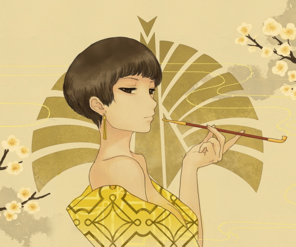 Japanese Style Girl Drawing wallpaper 960x800