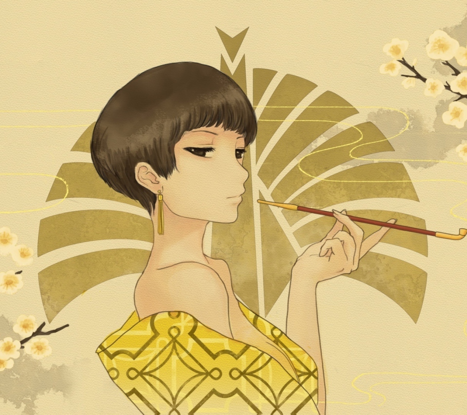 Screenshot №1 pro téma Japanese Style Girl Drawing 960x854