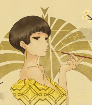 Japanese Style Girl Drawing - Obrázkek zdarma pro iPhone 4