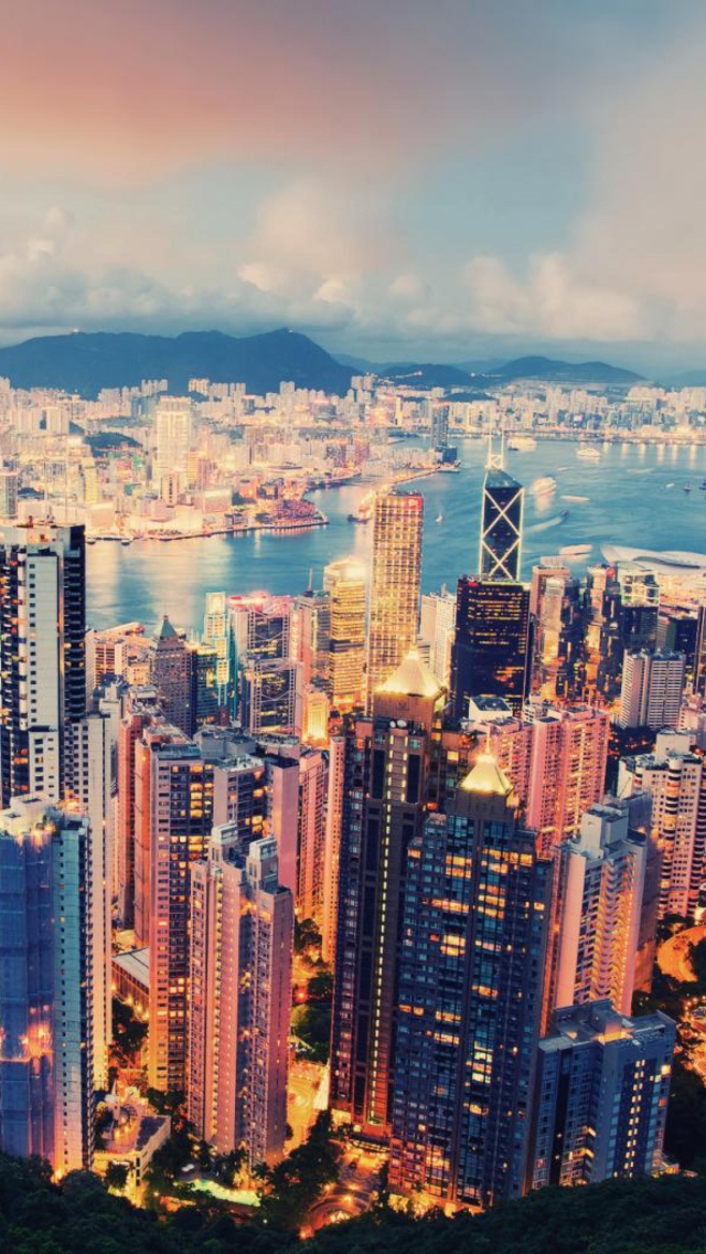City Lights Of Hong Kong wallpaper 640x1136