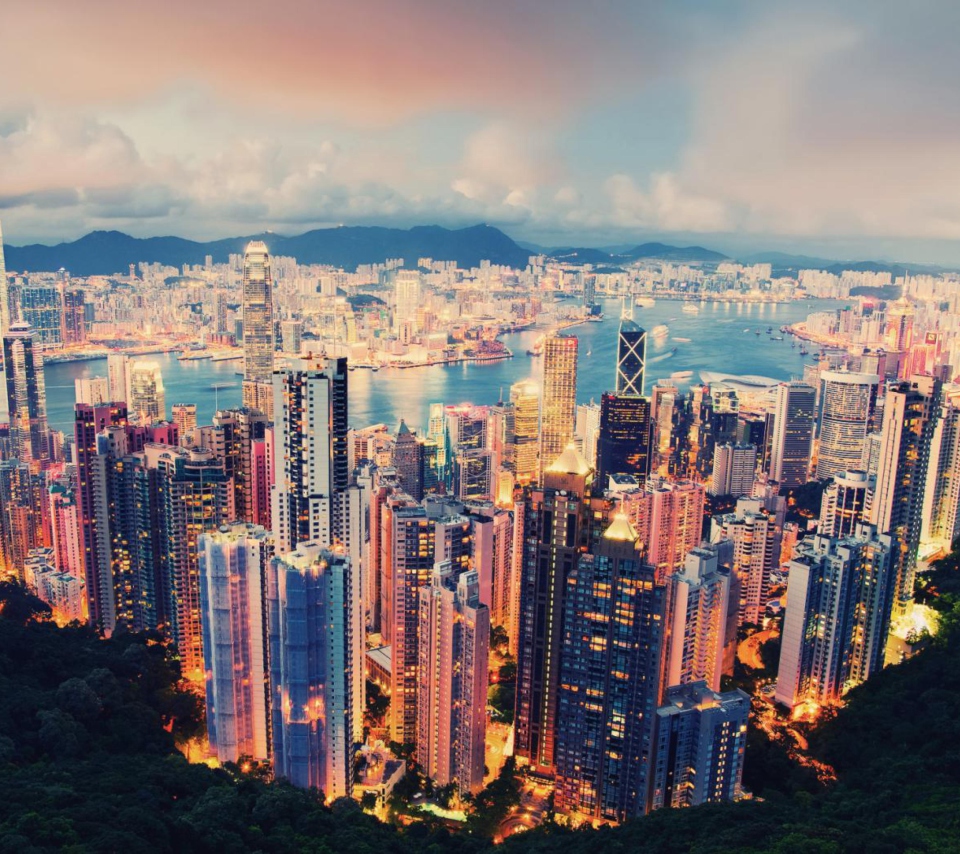 Das City Lights Of Hong Kong Wallpaper 960x854