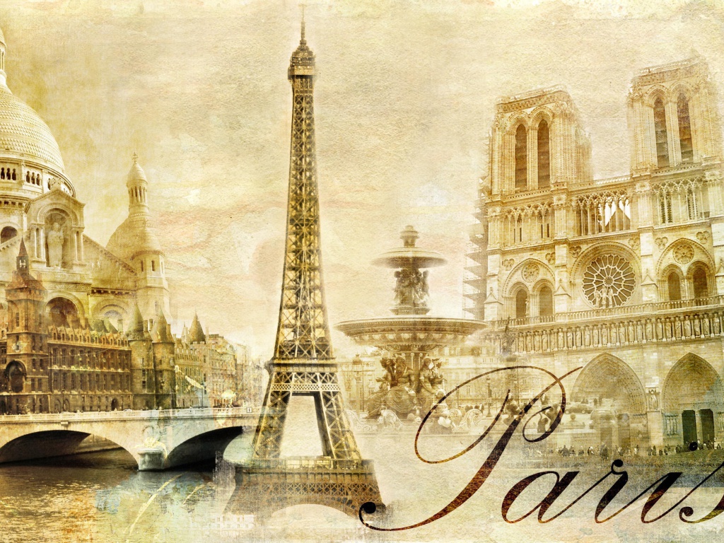 Обои Paris, Sacre Coeur, Cathedrale Notre Dame 1024x768