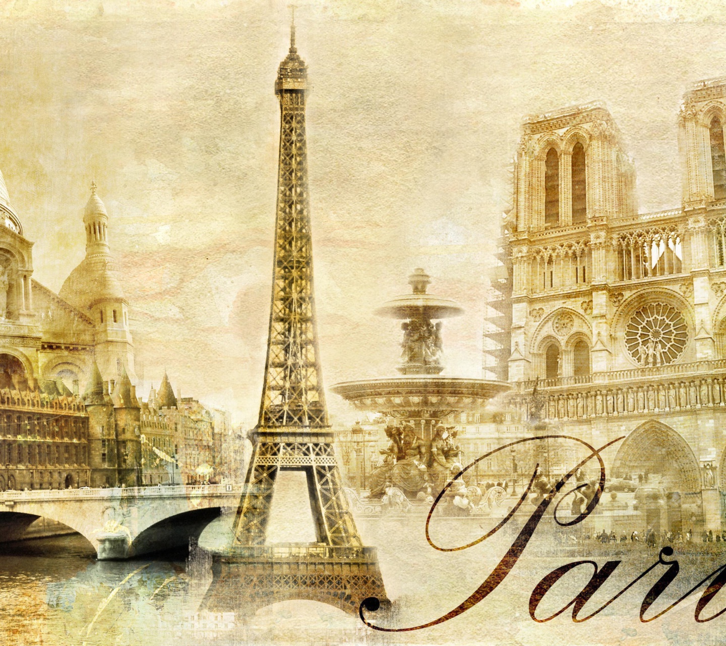 Paris, Sacre Coeur, Cathedrale Notre Dame wallpaper 1440x1280