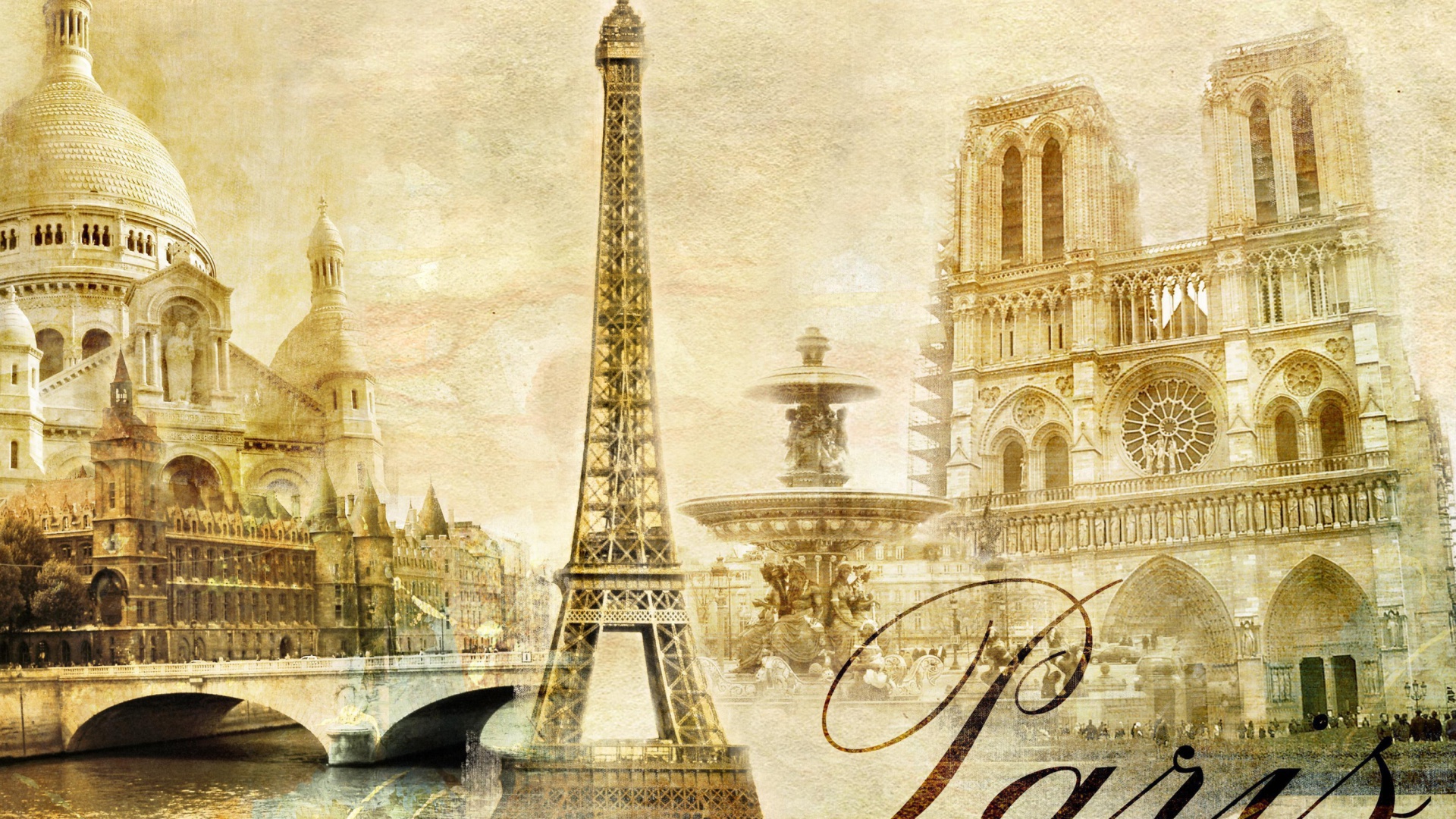 Paris, Sacre Coeur, Cathedrale Notre Dame wallpaper 1920x1080