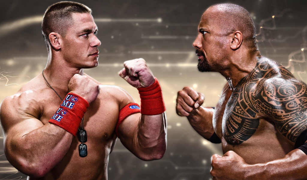Fondo de pantalla The Rock vs John Cena 1024x600