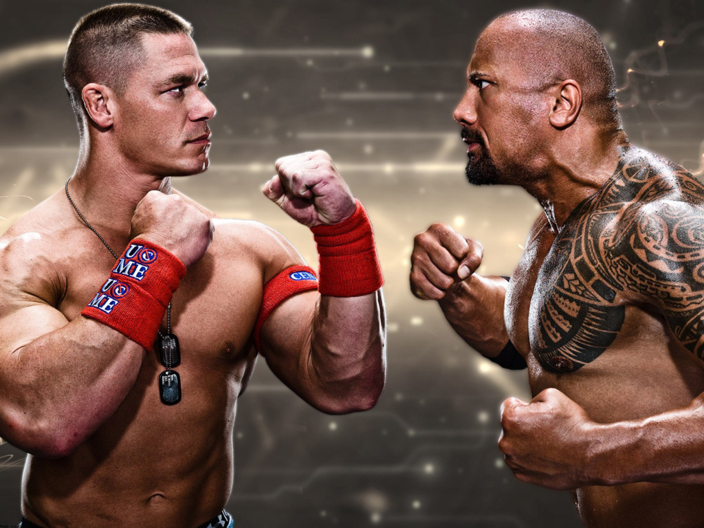Sfondi The Rock vs John Cena 1024x768