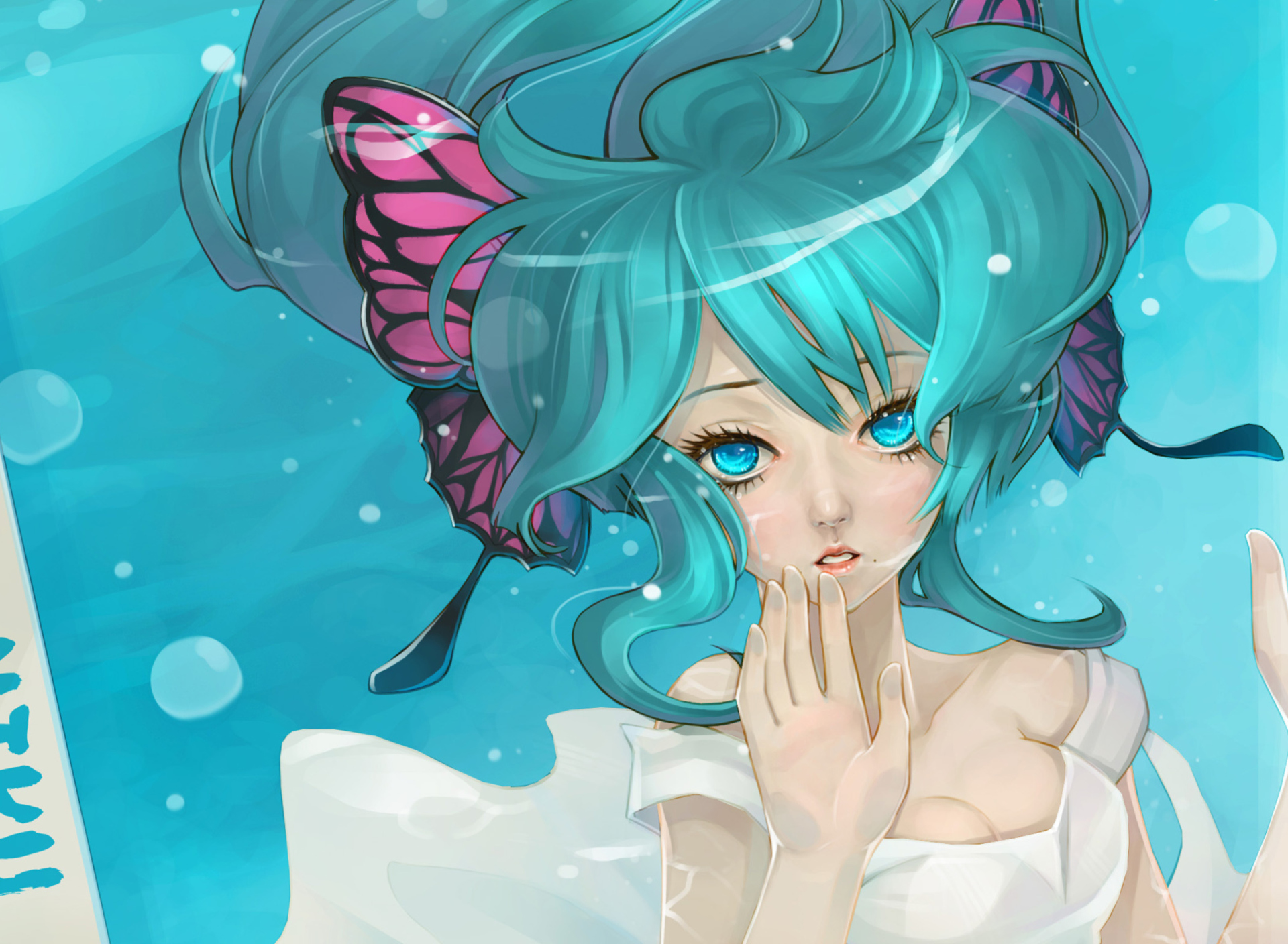 Anime Art - Girl With Blue Eyes Underwater screenshot #1 1920x1408