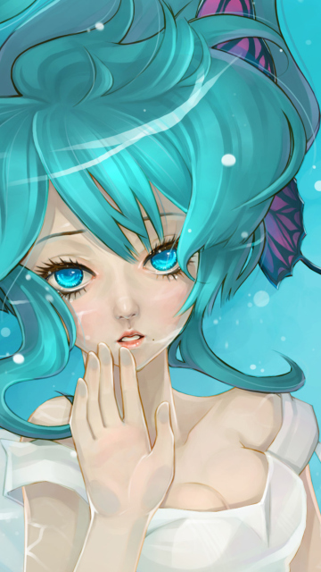 Sfondi Anime Art - Girl With Blue Eyes Underwater 360x640
