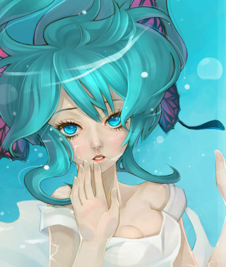 Anime Art - Girl With Blue Eyes Underwater - Obrázkek zdarma pro 750x1334
